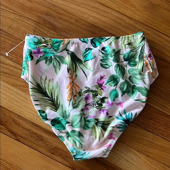 Kona Sol Floral High-Waisted Bikini Bottom - Picture 2 of 5